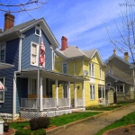 Brightly painted homes at Hinton