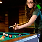 Playing pool at the Red Dog River Saloon