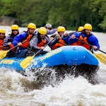Rafters paddle in unison on New River