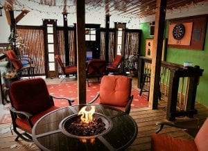 Outdoor gathering space at Maggies Pub