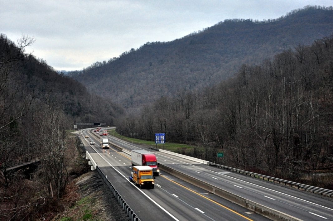 The West Virginia Turnpike follows part of an ancient warpath through the West Virginia hills.