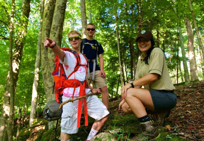 Adventurers participating in the Quest program gather at North Bend State Park.