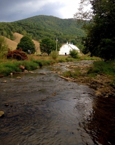 The upper South Branch of the Potomac rise near Blue Grass, Virginia, in Highland County.