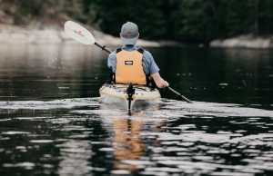 The Guyandotte River hosts a lone kayaker.