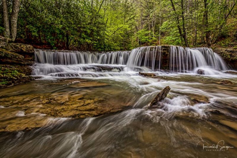 The falls of Mash Fork drop over a ledge in Camp Creek State Park.