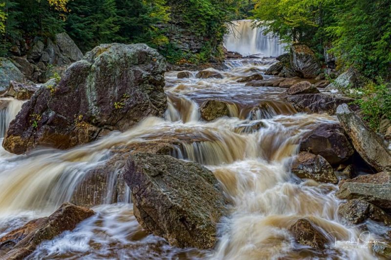 Sanger hiked off trail for a rare view of Blackwater Falls from river-level.