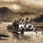 Boatman ply the Ohio River