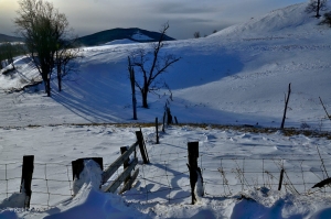 Wind-blown snow lingers on the Eastern Continental Divide on the Randolph-Pendleton county line.