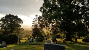 Large trees shade a West Virginia cemetery