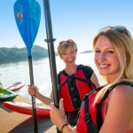 Kayakers gather at Point Park at Parkersburg