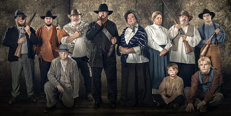 Hatfield family performers pose for a promotional portrait for 