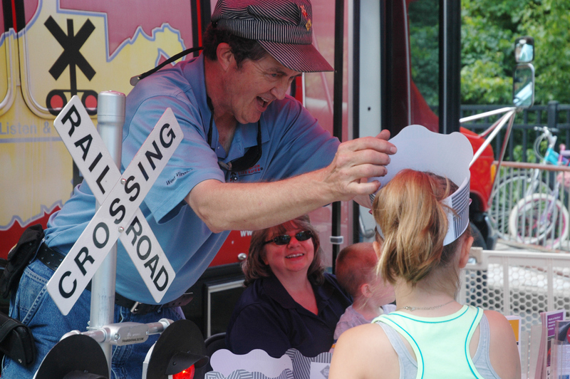 Visitors learn about railway safety at Thurmond Train Day. Photo courtesy National Park Service.Visitors learn about railway safety at Thurmond Train Day. Photo courtesy National Park Service.