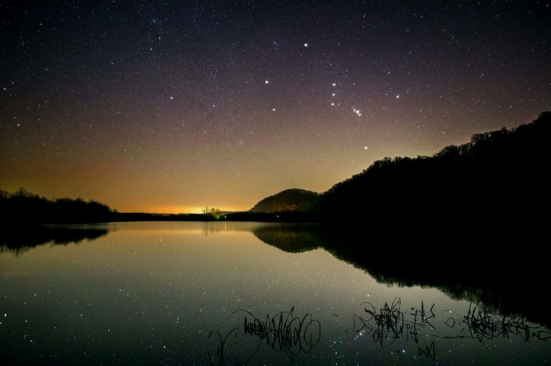The constellation Orion rises above the Ohio Valley in West Virginia.