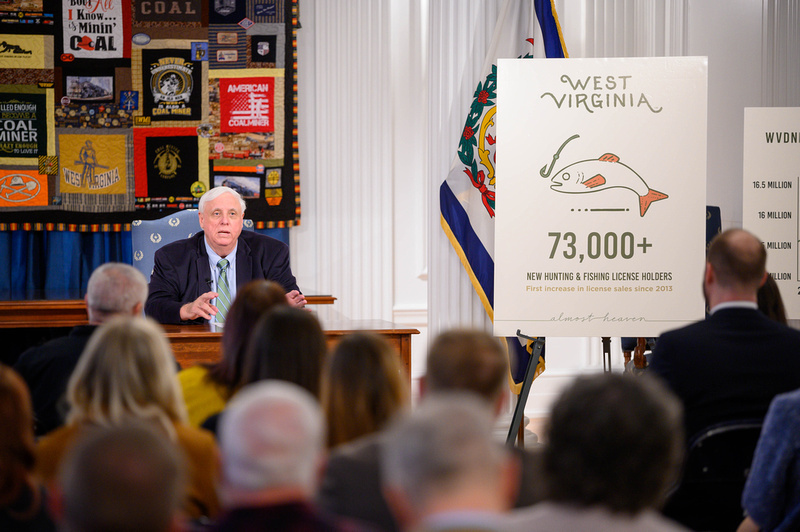 Governor Justice lauds the first increase in hunting and fishing licensure since 2013.