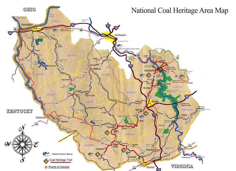 Map of the National Coal Heritage Area