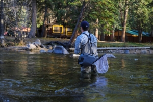 An angler casts into scenic Paint Creek, hidden just out of site of Interstates 64 and 77.
