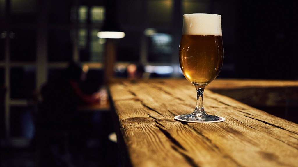 A newly poured ale awaits a customer in a West Virginia brewery.