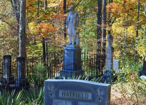 The grave of "Devil Anse" Hatfield stands near the center of the Hatfield-McCoy Trails System in southwestern West Virginia.
