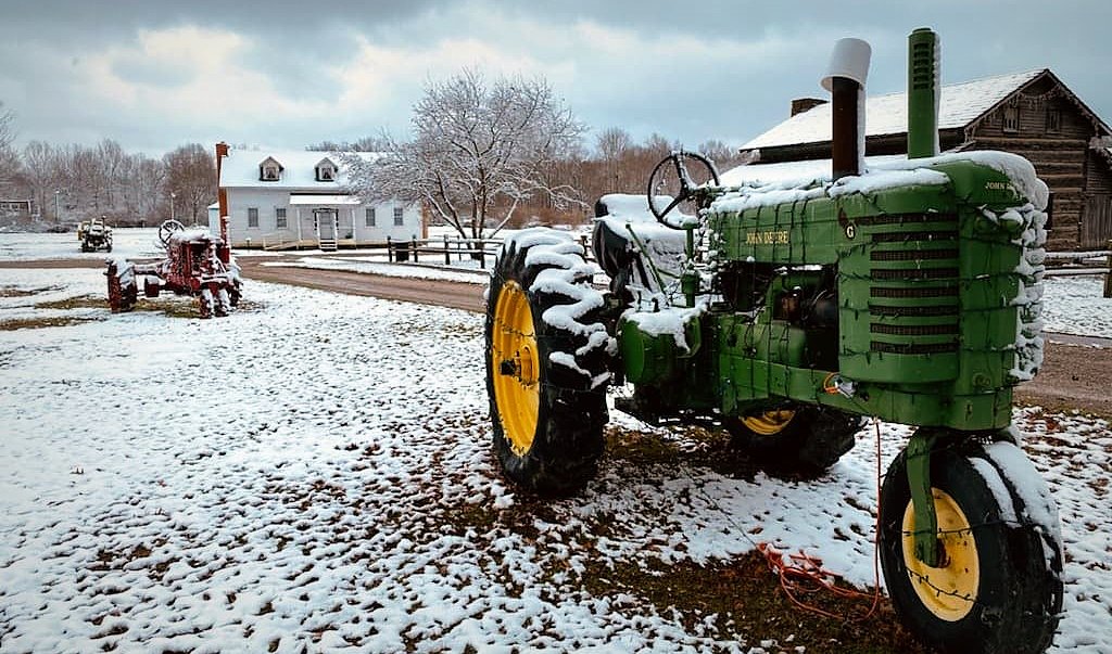 Displays at the West Virginia State Farm Museum are being readied for Christmas.