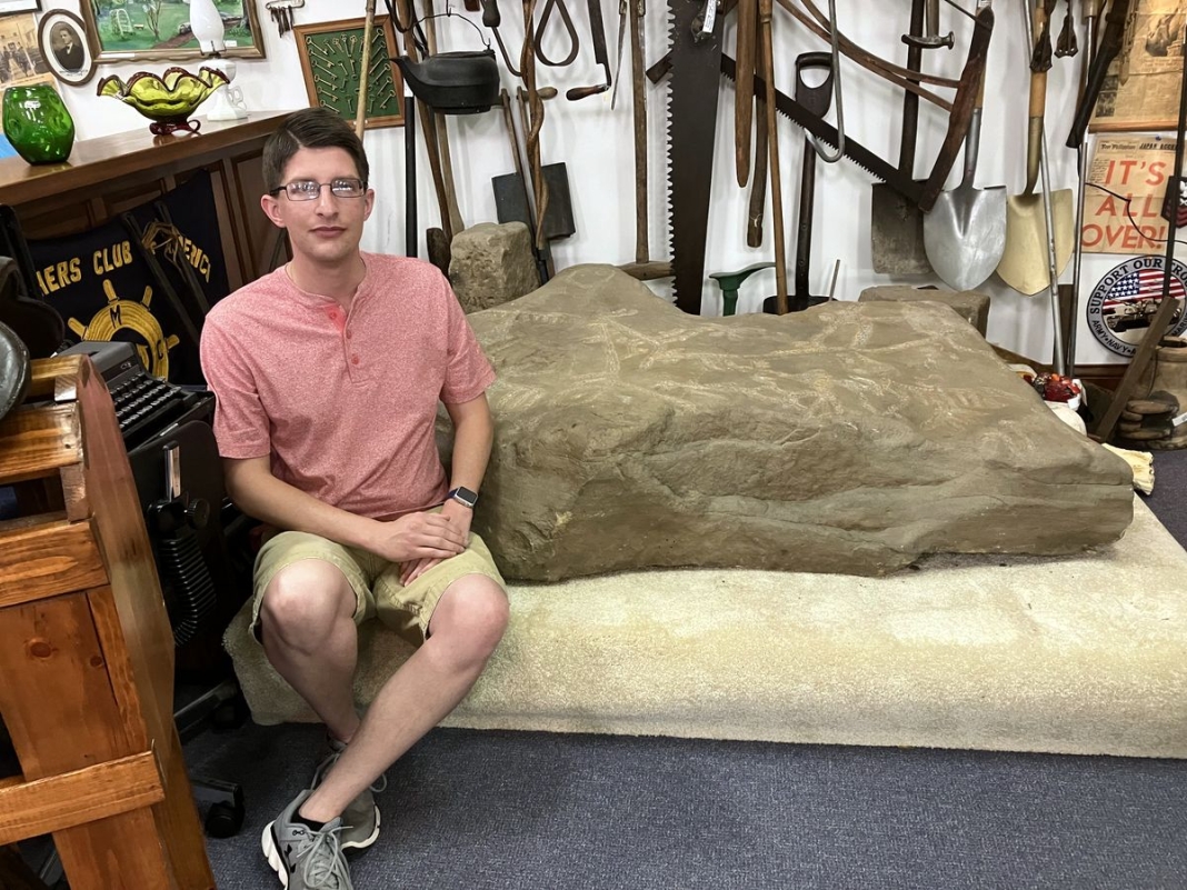 Cody Straley With Ceredo Petroglyph in West Virginia