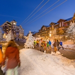 Visitors at the village at Snowshoe Mountain