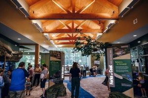 Tourists explore the Claudia Workman Wildlife Education Center at the Forks-of-Coal State Nature Center.