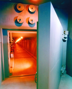 A hall extends into the Bunker at The Greenbrier.