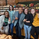 West Virginia filmmaking students with John Quinones