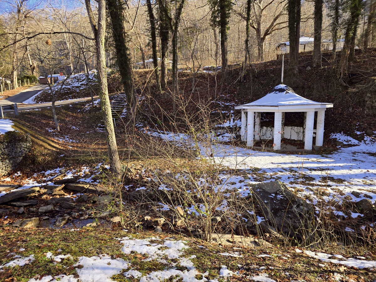 The classical springhouse at Barger Springs was a chief destination for visitors at the springs.