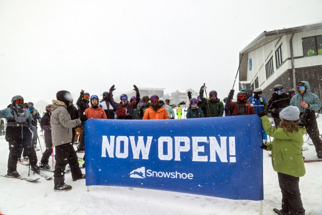 Resort officials reported four to five inches of overnight snowfall, providing skiers and snowboarders with unusually high-quality conditions for opening day. (Photo courtesy Snowshoe Mountain Resort)